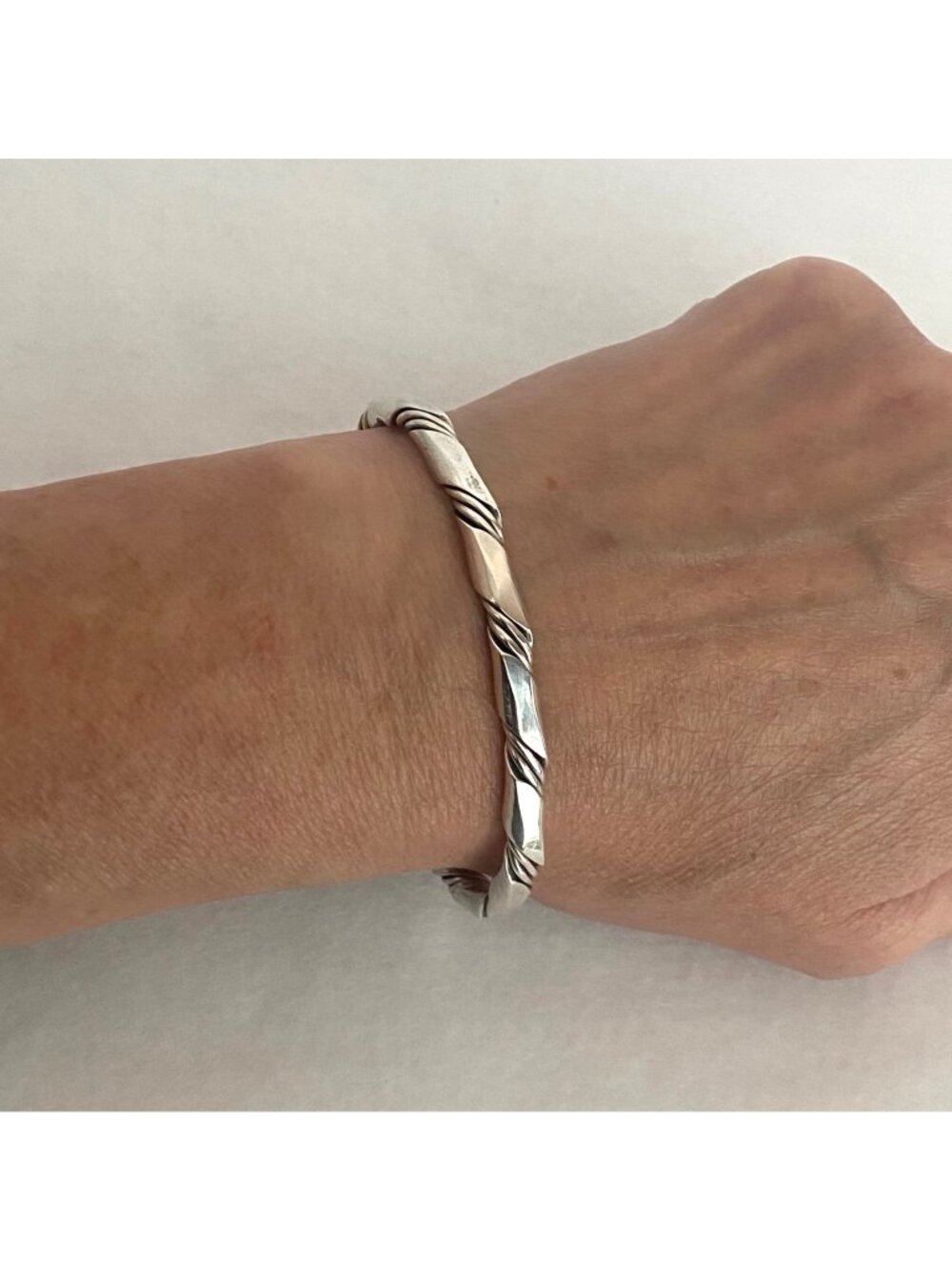 VTG Solid Sterling Silver 925 Hand-wrought Twisted Cuff Bracelet 6.5"
